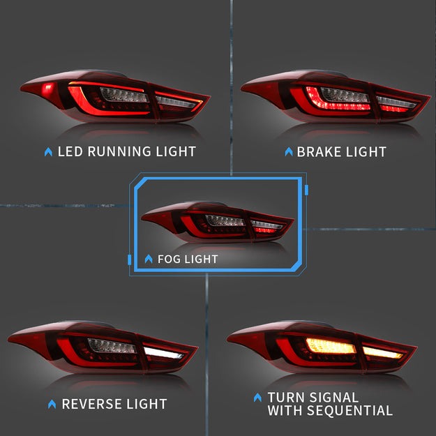 VLAND LED Taillights For Hyundai Elantra Sedan 2012-2016 & Elantra Coupe 2013-2014