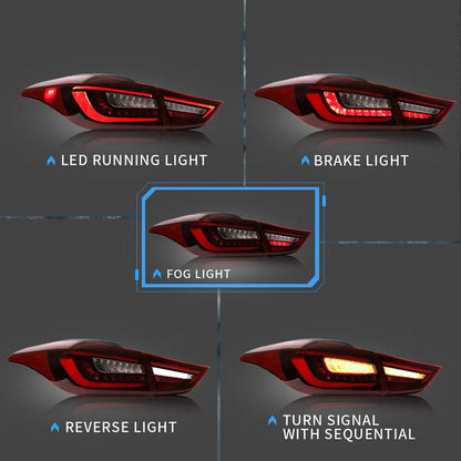 VLAND LED Taillights For Hyundai Elantra Sedan 2012-2016 & Elantra Coupe 2013-2014