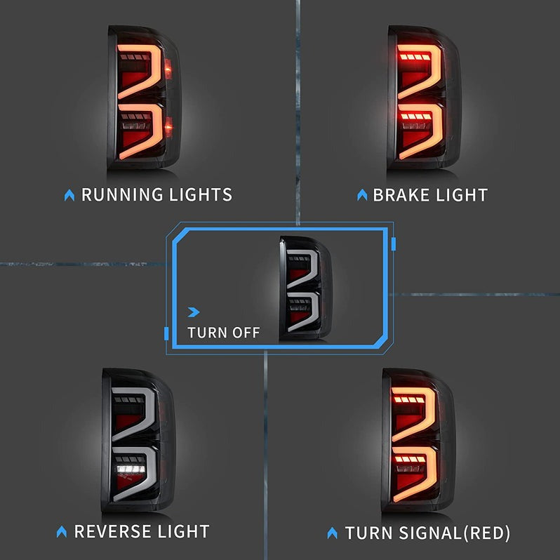 VLAND Tail Lights For Chevrolet Silverado 1500 2007-2013 2500HD/3500HD 2007-2014, GMC Sierra 3500HD 2007-2014