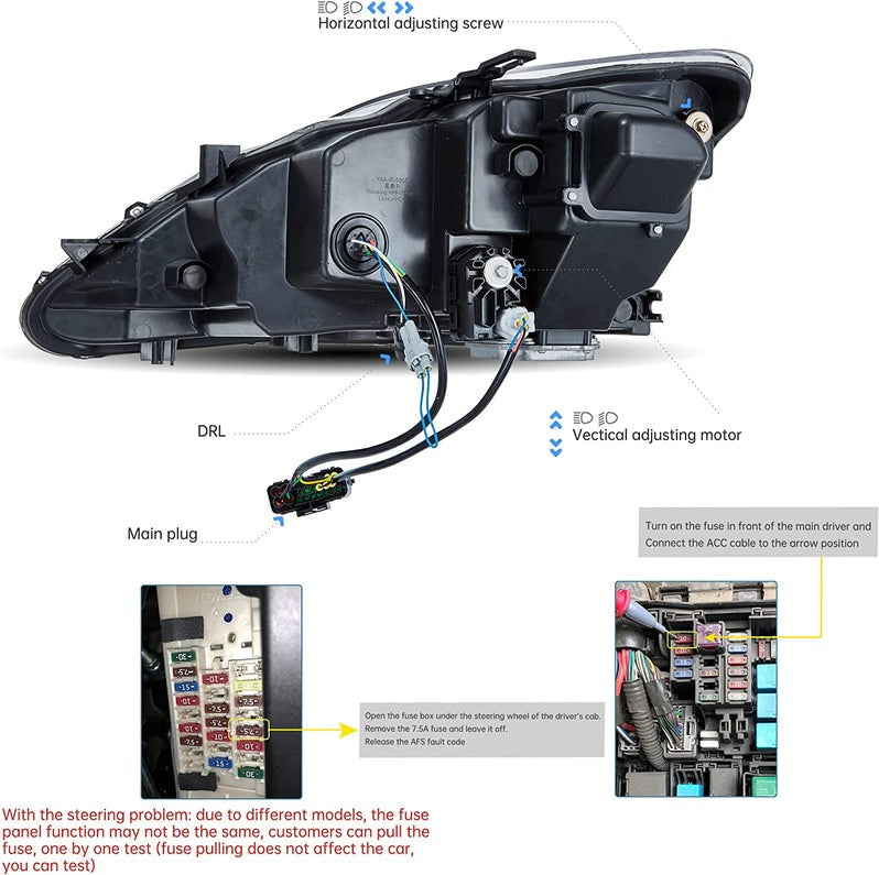 VLAND LED Projector Headlights For Lexus IS250/IS250C IS350/IS350C IS220d 2006-2013 ISF 2008-2014 With Animation & Blue Breathing