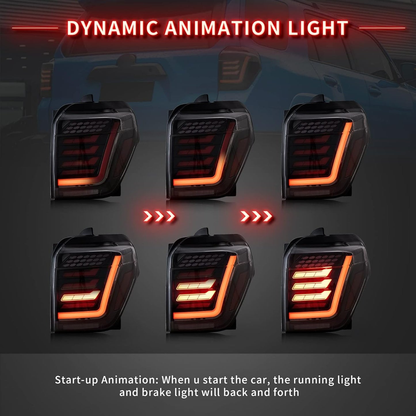 VLAND Full LED Tail Lights For Toyota 4Runner 2014-2021 w/Start Up Dynamic Animation