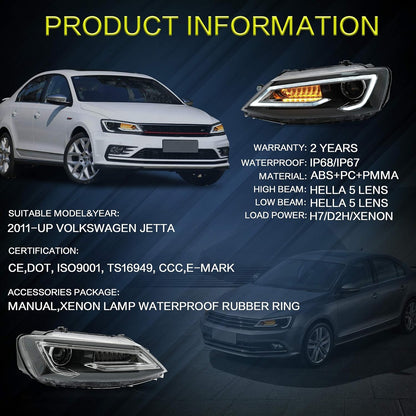 VLAND Dual Beam LED HeadlightsFit For Volkswagen 2011-2017 Polo MK5