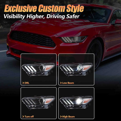 VLAND Headlights For Ford Mustang 2015-2017 (S550 Pre-Facelift)