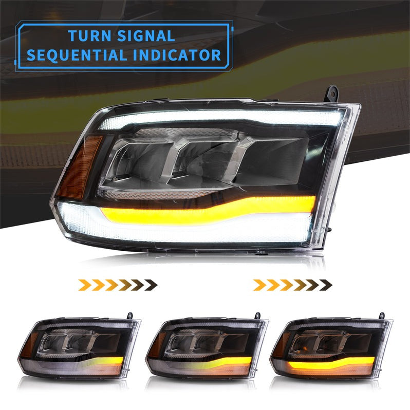 VLAND Full LED Headlights For Dodge Ram 1500/2500/3500 2009-2018/Ram 1500 Classic 2019-2021