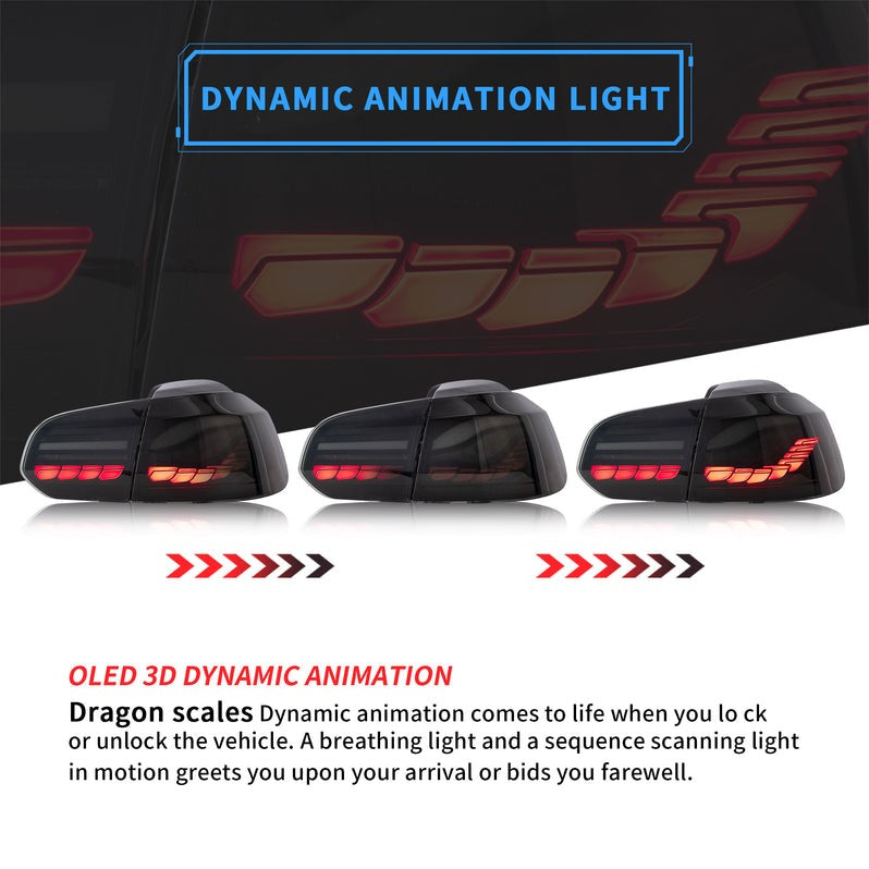 VLAND OLED Tail Lights Fit For Volkswagen Golf 6 MK6 2009-2014 (Europe is 2008-2012)