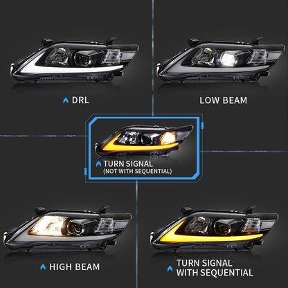 VLAND LED Projector Headlights For 2010 2011 Toyota Camry Base LE SE and XLE w/Sequential (US version)