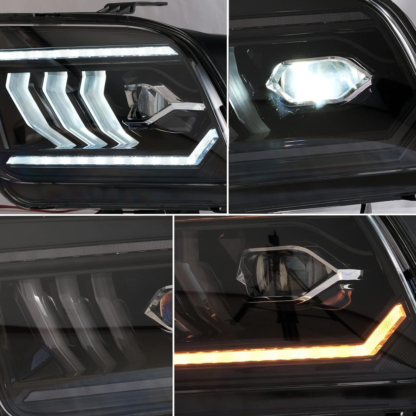 VLAND Projector Headlights Assembly Compatible with Ford Mustang 2005-2009 With Start Up Animation (not for Shelby GT500/ GT500KR)