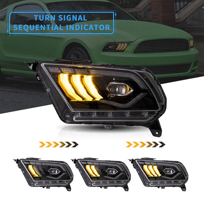 VLAND LED Headlights For Ford Mustang 2010-2014 With Sequential Turn Signals