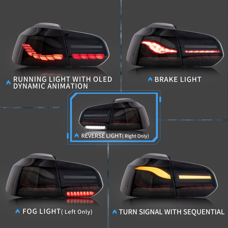 VLAND OLED Tail Lights Fit For Volkswagen Golf 6 MK6 2009-2014 (Europe is 2008-2012)