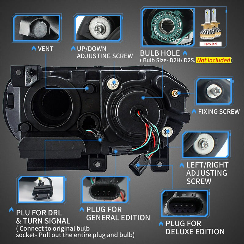 VLAND RGB Dual Beam Headlights For Dodge Challenger 2008-2014