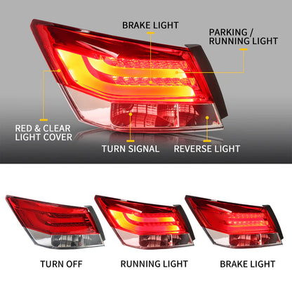 VLAND LED Tail Lights For Honda Accord Inspire 8th Gen Sedan 2008-2013 (2PCS)