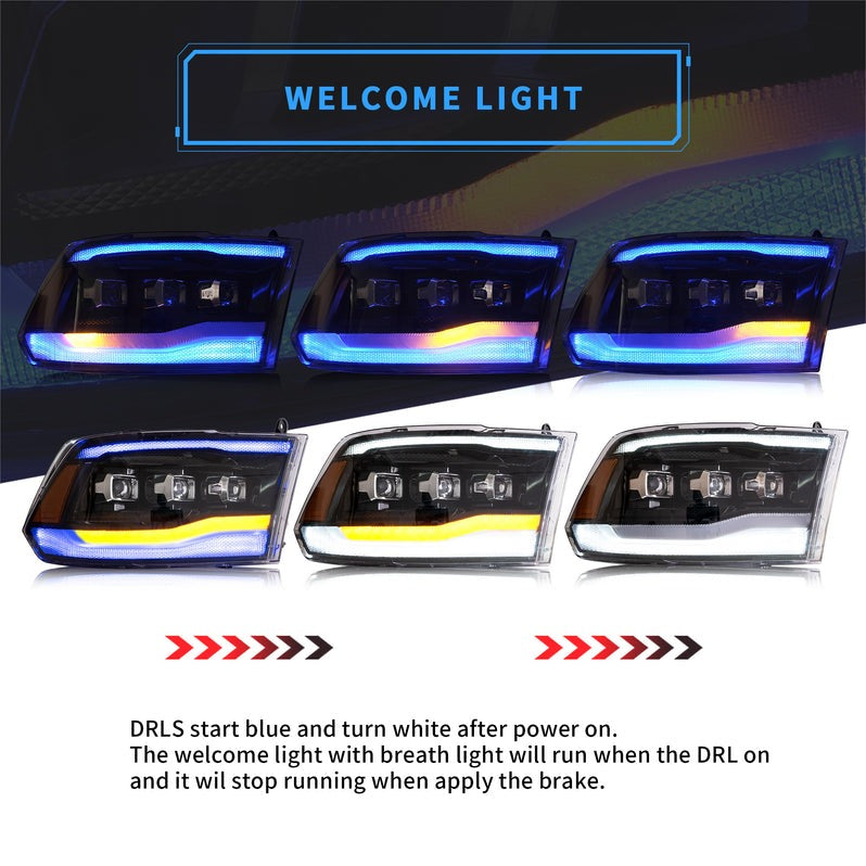 VLAND LED Projector Headlights For Dodge Ram 1500/2500/3500 2009-2018/Ram 1500 Classic 2019-2021