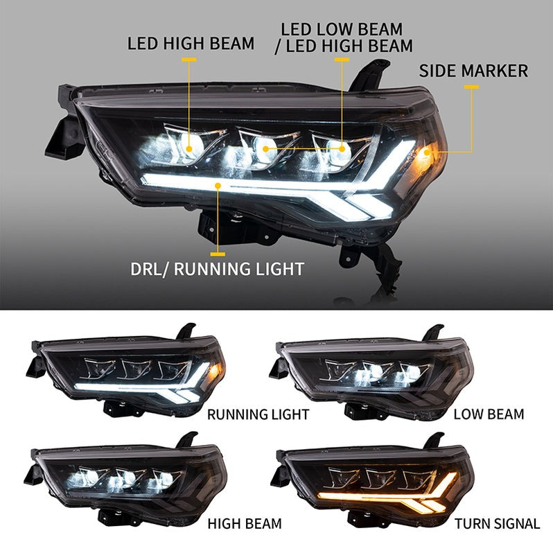 VLAND LED Headlights For 2014-2024 Toyota 4Runner Front Lights Assembly