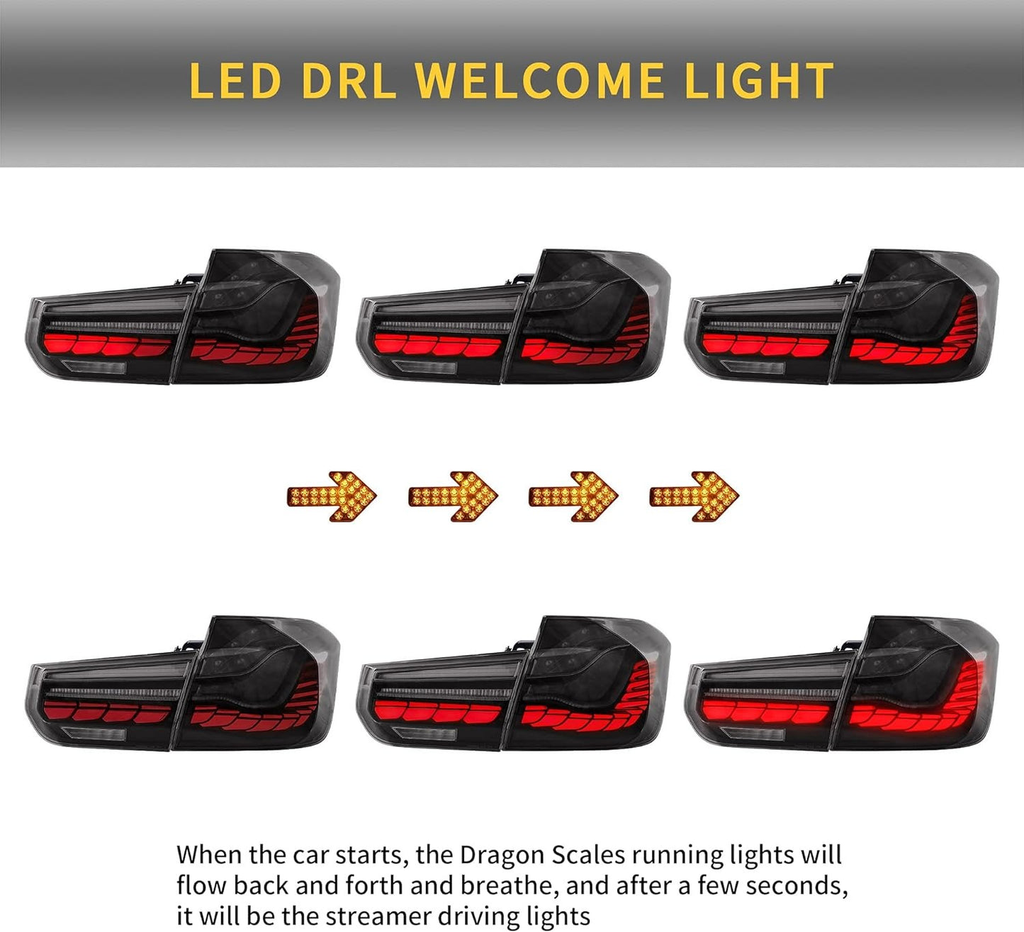 VLAND OLED Taillights Fit for BMW 3-Series BMW F30 F35 F80 320i 328i 328D 335i M3 6th Gen Sedan 2013-2018