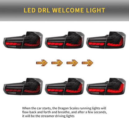 VLAND OLED Taillights Fit for BMW 3-Series BMW F30 F35 F80 320i 328i 328D 335i M3 6th Gen Sedan 2013-2018