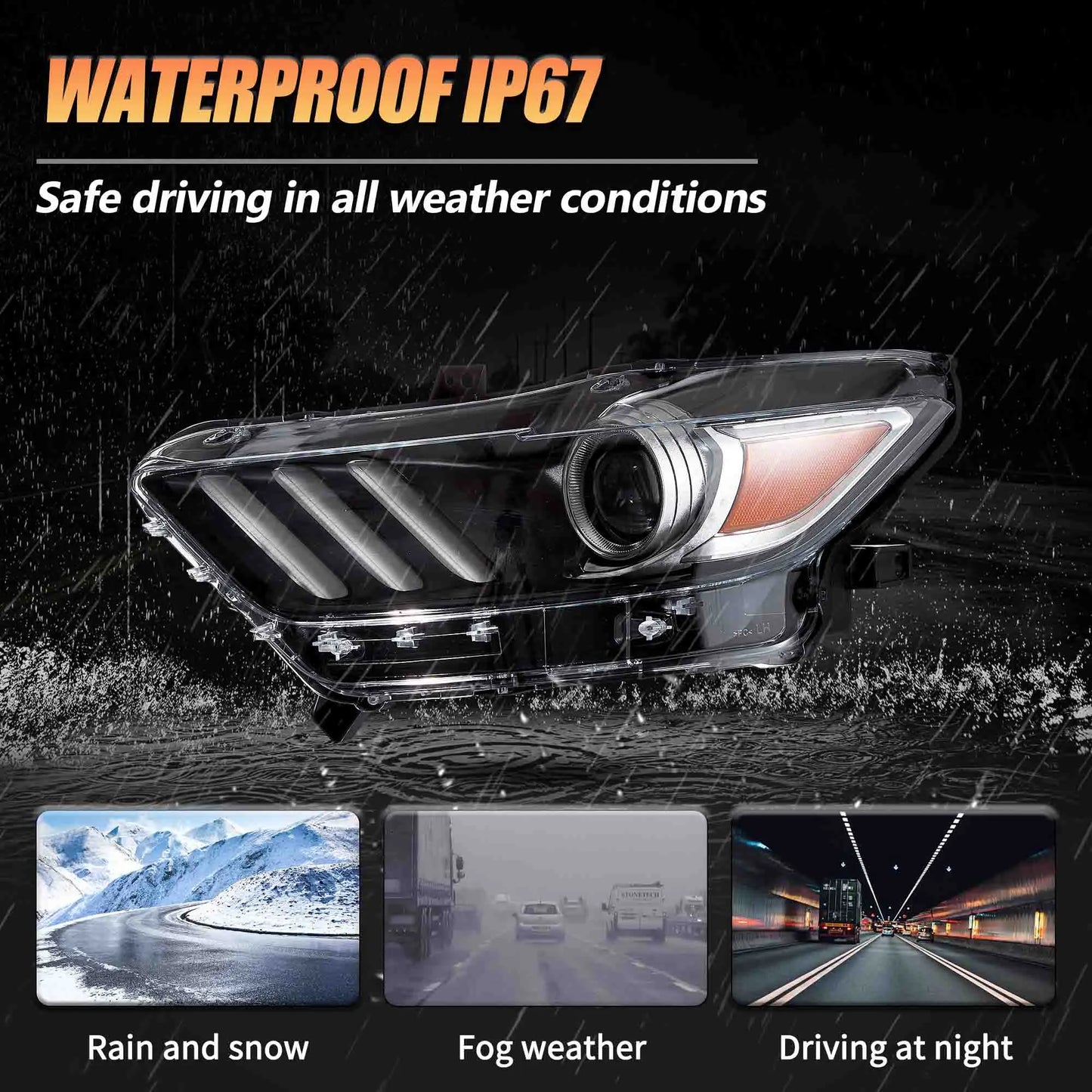 VLAND Headlights For Ford Mustang 2015-2017 (S550 Pre-Facelift)