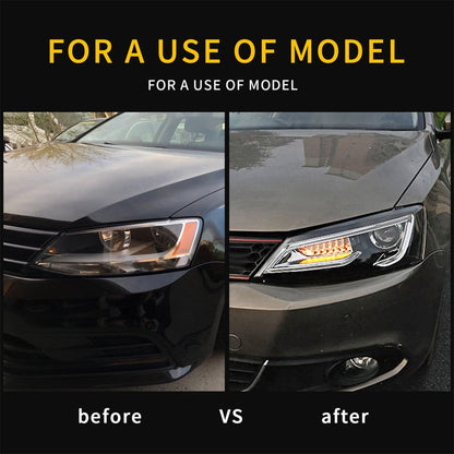 VLAND Dual Beam Headlights Fit for Volkswagen Jetta/Sagitar 2011-2018(NOT FOR GLI)