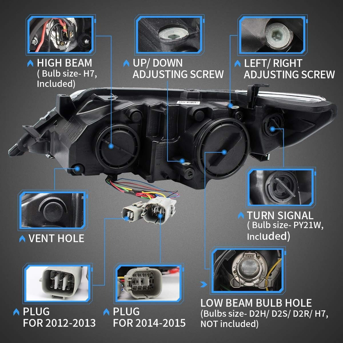 VLAND Projector Headlights For Toyota Camry 2012-2014 (Fit For American Models)