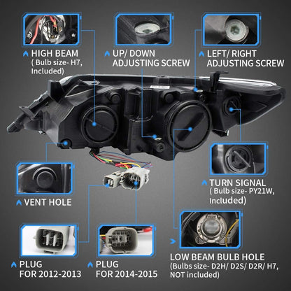 VLAND Projector Headlights For Toyota Camry 2012-2014 (Fit For American Models)