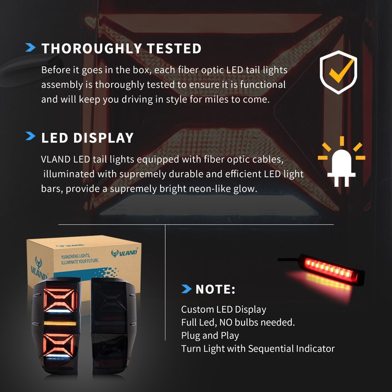 VLAND LED Tail Lights For Ford Ranger T6 2012-2018 (PX MKII, Base, XL, XLT, Limited) (Not For US Models)