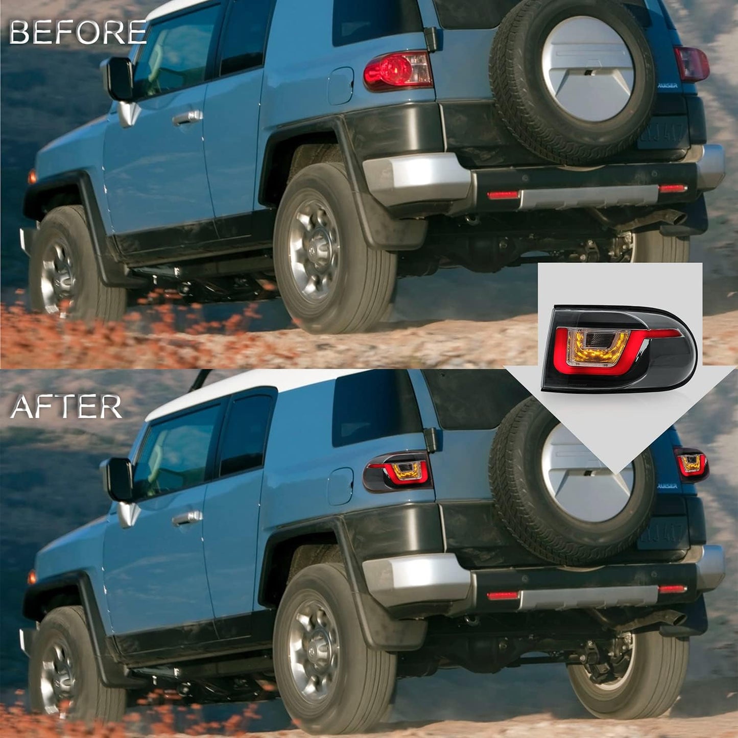 VLAND Projector Headlight With Black Bumper / Grill And Taillights Kit For 2007-2015 Toyota FJ Cruiser