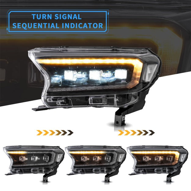 VLAND LED Projector Headlights For 2015-2022 Ford Ranger Start UP Animation DRL (For US Version)