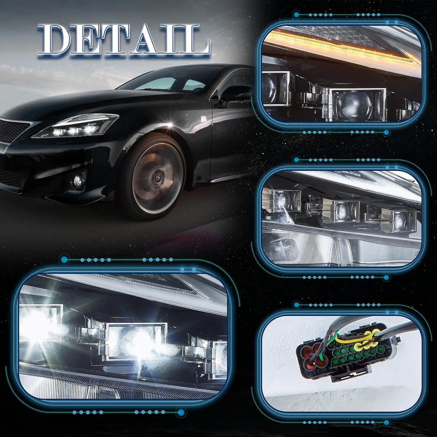 VLAND LED Projector Headlights For Lexus IS250/IS250C IS350/IS350C IS220d 2006-2013 ISF 2008-2014 With Animation & Blue Breathing