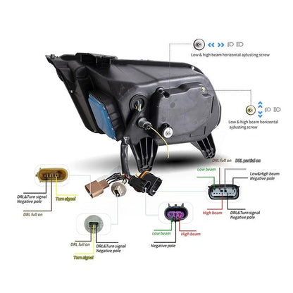 VLAND LED Headlights For Ford Mustang 2010-2014 With Sequential Turn Signals