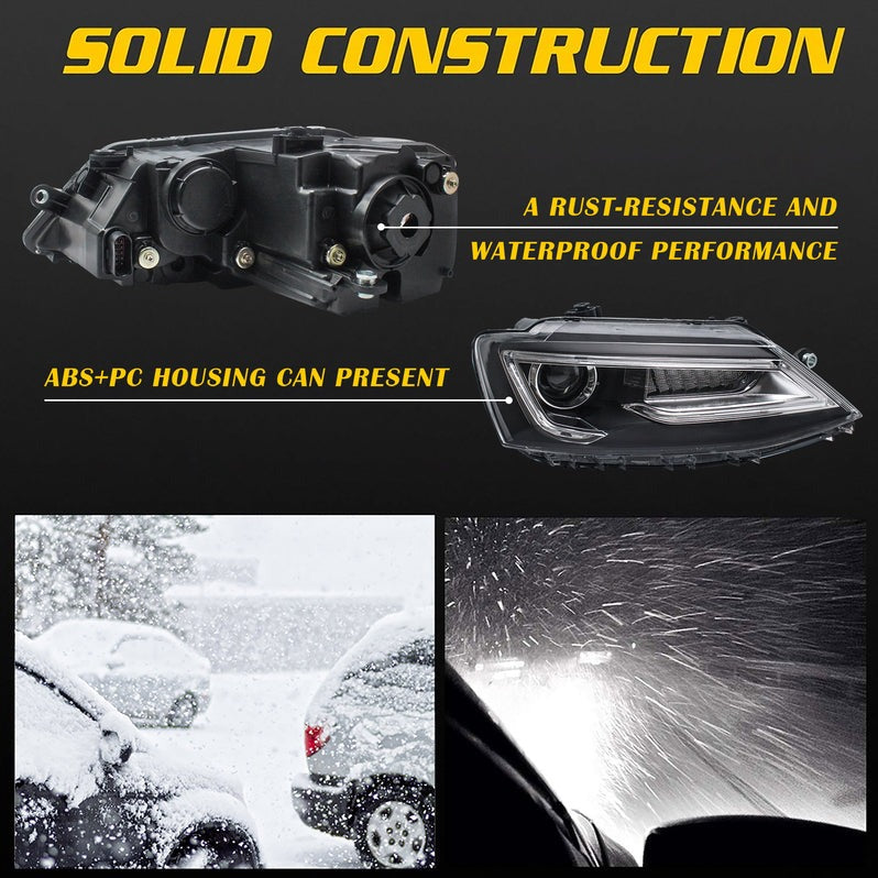 VLAND Dual Beam Headlights Fit for Volkswagen Jetta/Sagitar 2011-2018(NOT FOR GLI)
