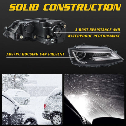 VLAND Dual Beam Headlights Fit for Volkswagen Jetta/Sagitar 2011-2018(NOT FOR GLI)