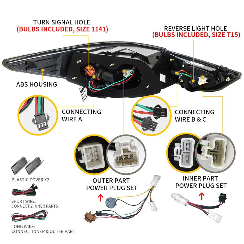 VLAND Full LED Tail Lights For Hyundai Sonata 6th Gen Sedan 2011-2014 ABS, PMMA, GLASS Material