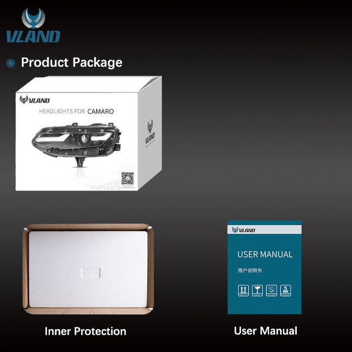 VLAND Full LED Headlights For Chevrolet Camaro 2019-2024