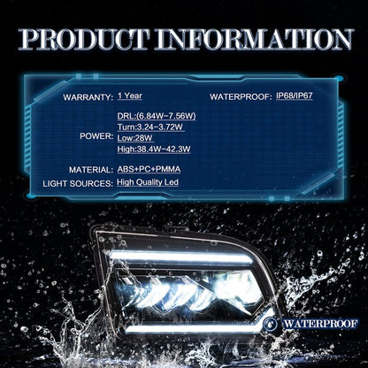 VLAND Full LED Headlights For Ford Mustang 2005-2009 With Start Up Animation