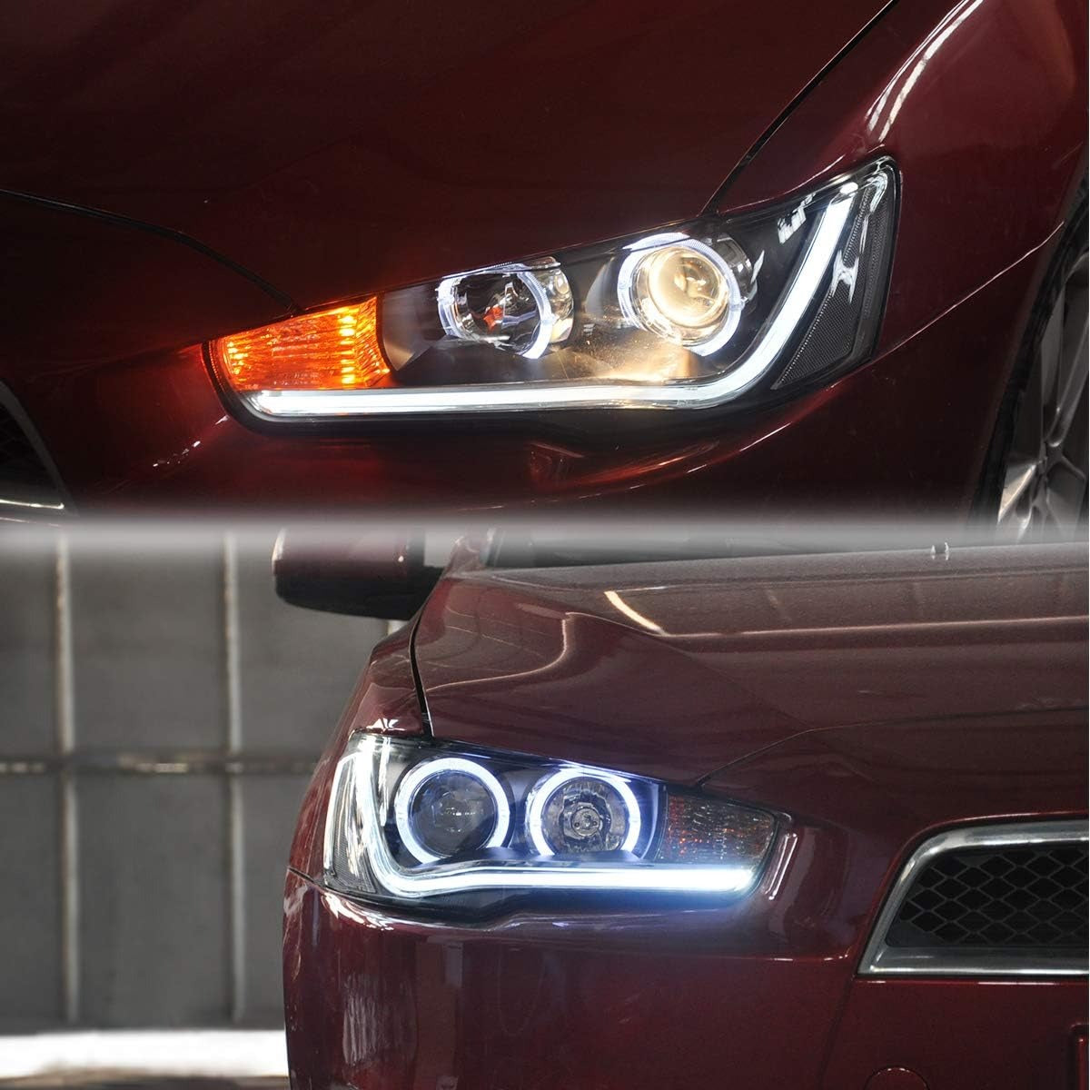 VLAND LED Projector Headlights for Mitsubishi Lancer EVO X 2008-2017 with Dynamic Turn Signal