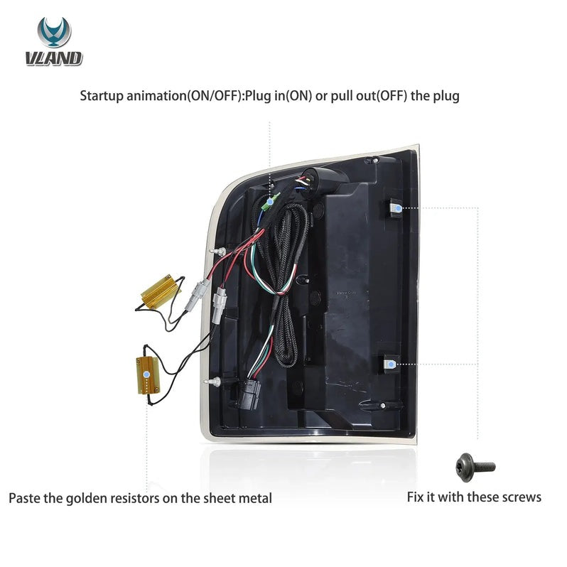 VLAND Tail Lights For Chevrolet Silverado 1500 2007-2013 2500HD/3500HD 2007-2014, GMC Sierra 3500HD 2007-2014