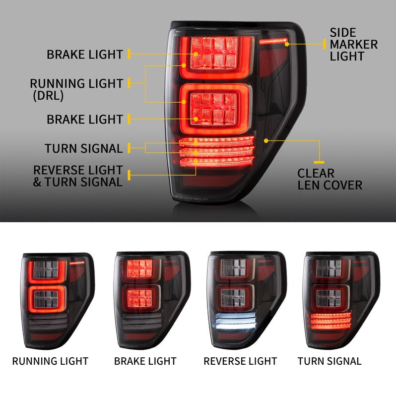 VLAND Full LED Tail Lights For Ford F150 2009-2014 (Amber Turn Edition Is Not Available in US)