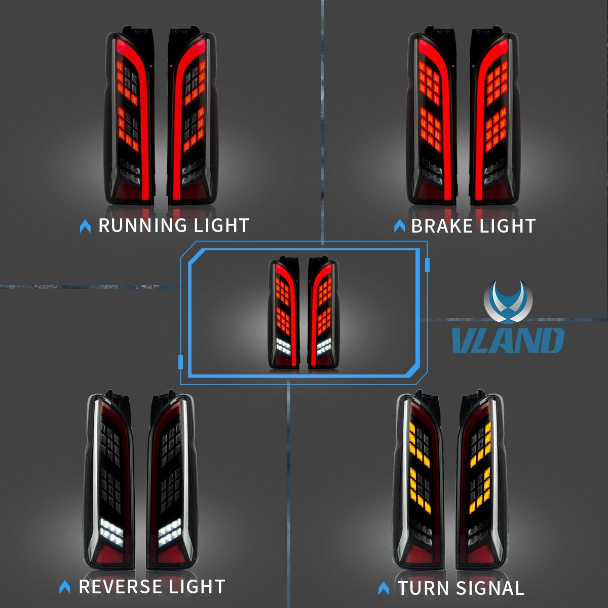 VLAND Full LED Tail Lights For Toyota Hiace 2005-2018
