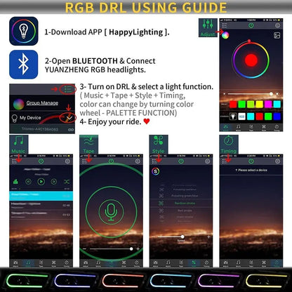 VLAND Multicolor DRL Projector LED RGB Headlights For Dodge Charger 2011-2014