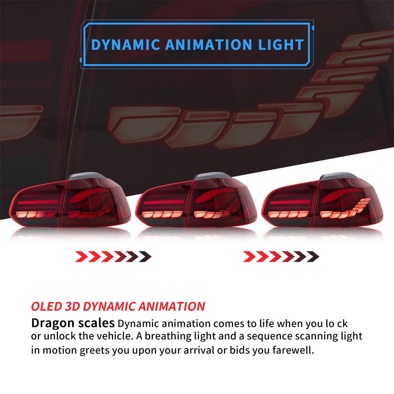 VLAND OLED Tail Lights Fit For Volkswagen Golf 6 MK6 2009-2014 (Europe is 2008-2012)