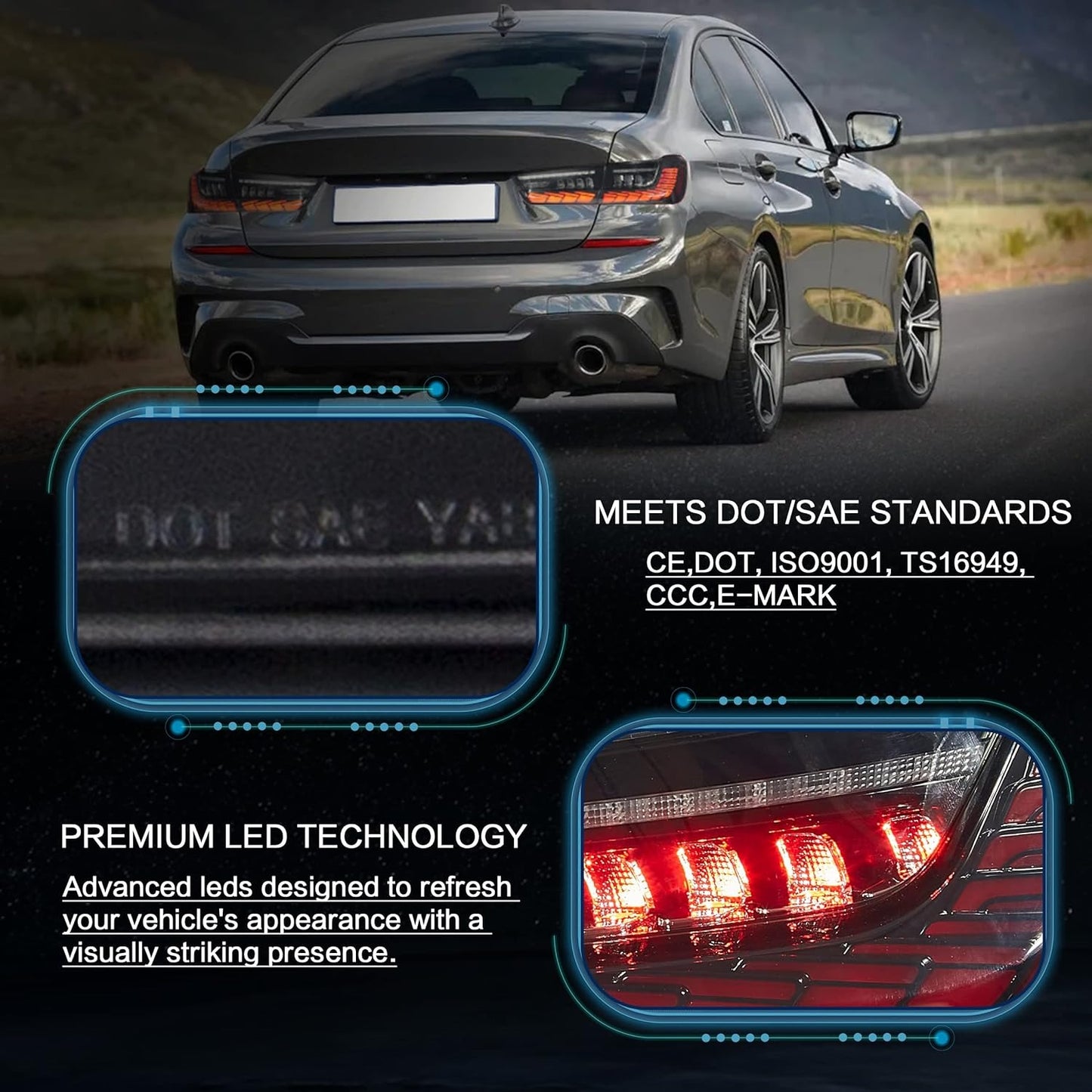 VLAND OLED Tail Lights For BMW 3 Series G20 Sedan 2019-2022 Seventh Generation with Start-up Animation(Fit For North American models)