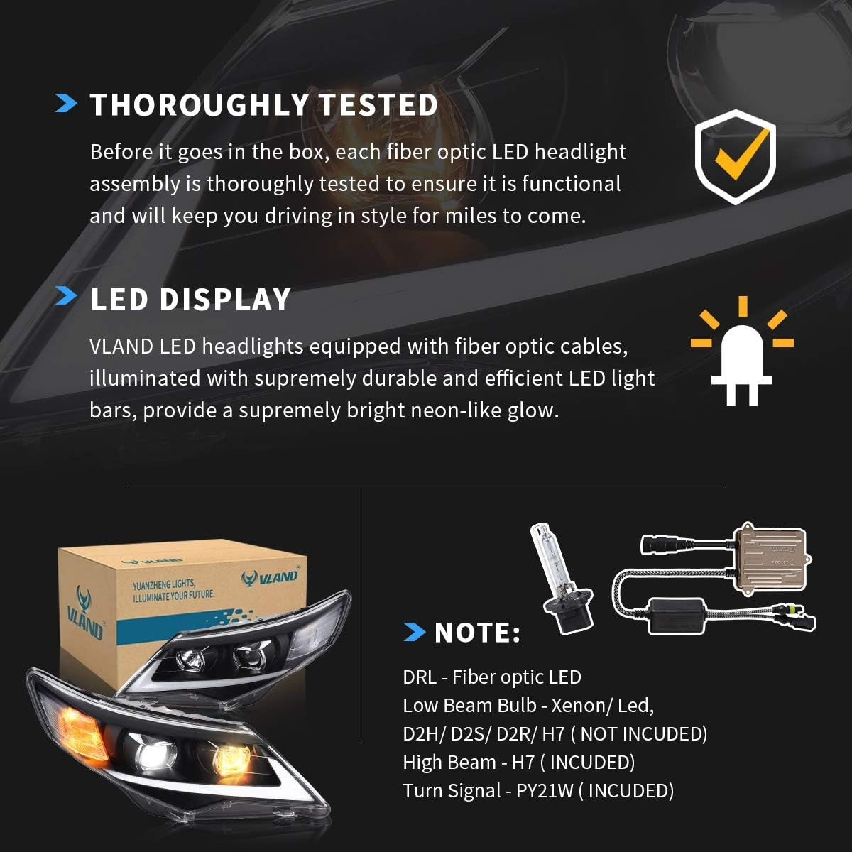 VLAND Projector Headlights For Toyota Camry 2012-2014 (Fit For American Models)