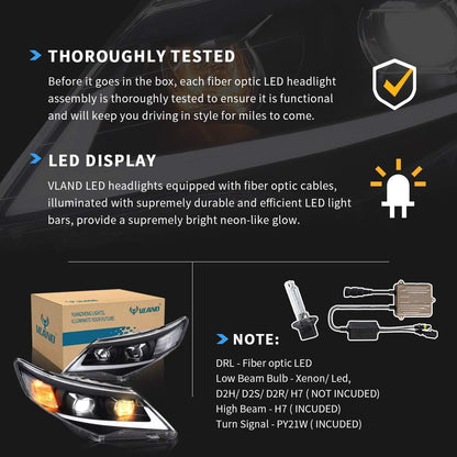 VLAND Projector Headlights For Toyota Camry 2012-2014 (Fit For American Models)