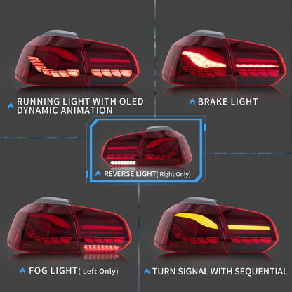 VLAND OLED Tail Lights Fit For Volkswagen Golf 6 MK6 2009-2014 (Europe is 2008-2012)