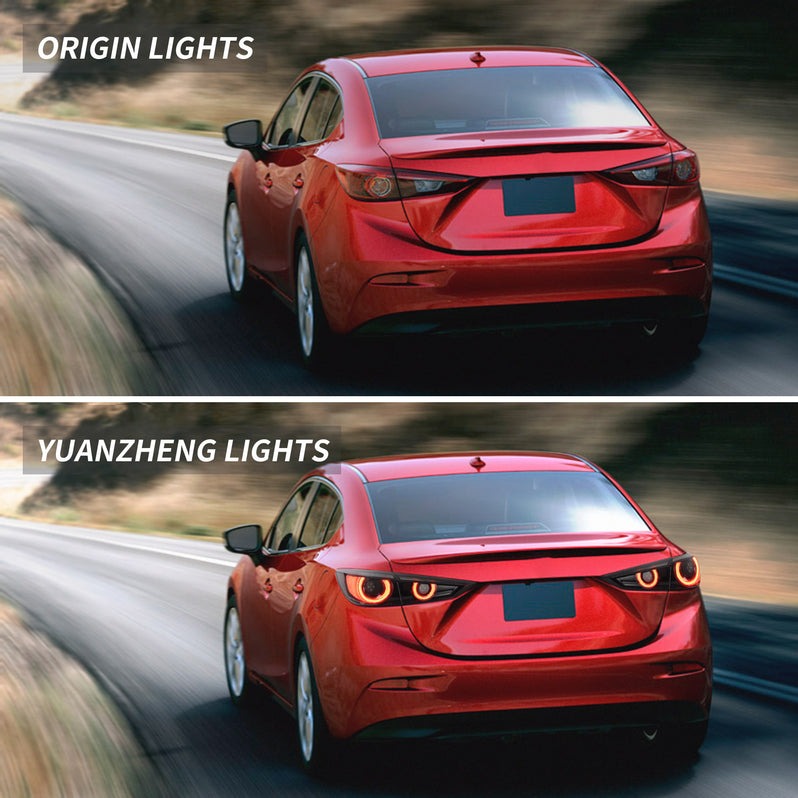 VLAND Full LED Tail Lights for Mazda 3 Axela Sedan 2014-2018 (Sequential Turn Signals w/ Dynamic Welcome Lighting)