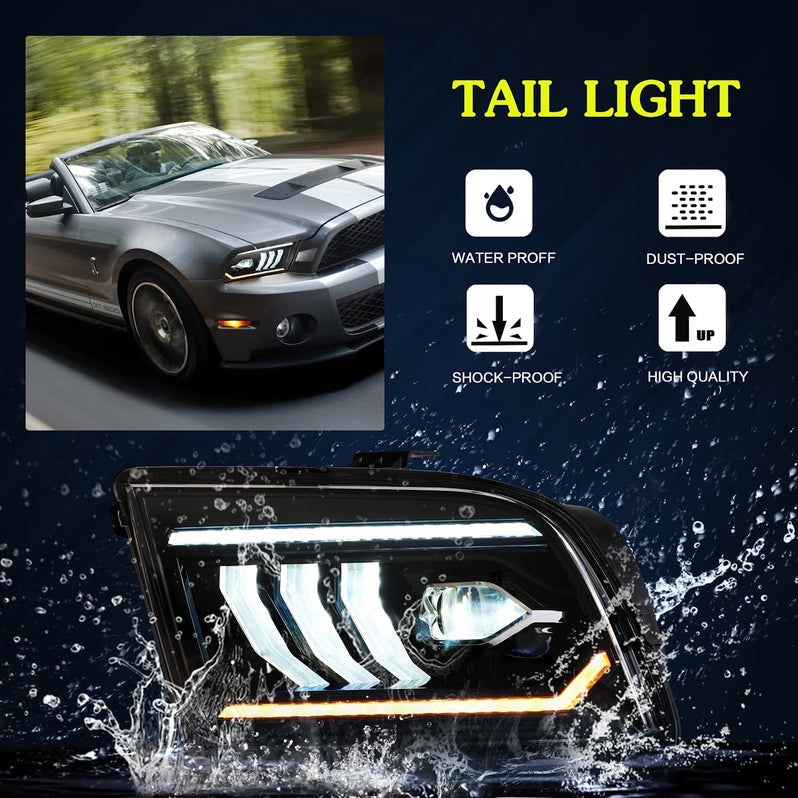 VLAND Projector Headlights Assembly Compatible with Ford Mustang 2005-2009 With Start Up Animation (not for Shelby GT500/ GT500KR)