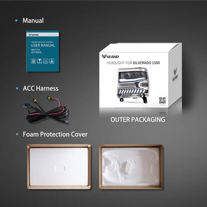 VLAND Full LED Headlights For Chevrolet Silverado 1500 2016-2018 With Halo Light