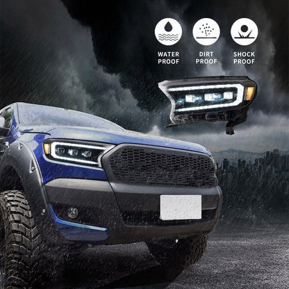 VLAND LED Projector Headlights For 2015-2022 Ford Ranger Start UP Animation DRL (For US Version)