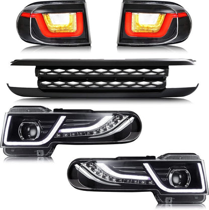 VLAND Projector Headlight With Black Bumper / Grill And Taillights Kit For 2007-2015 Toyota FJ Cruiser