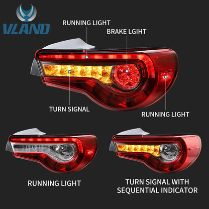 VLAND Full LED Tail Lights for Toyota 86 GT86 2012-2020 Subaru BRZ 2013-2020 Scion FR-S 2013-2020