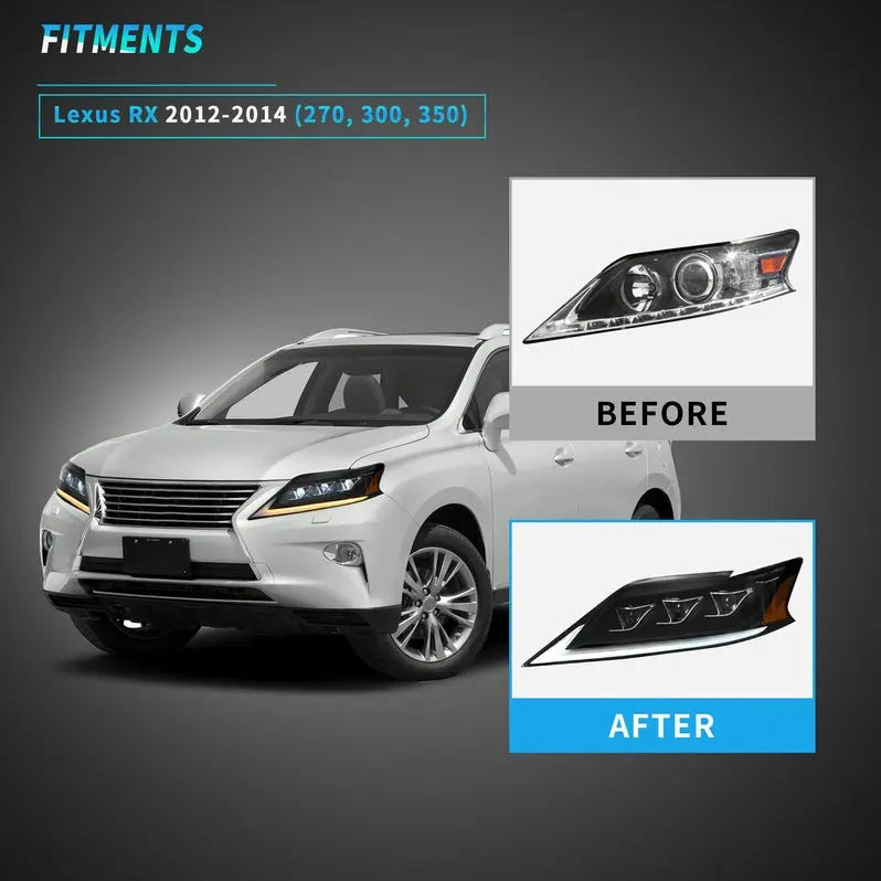VLAND Headlights For Lexus RX350 RX450H 2013-2015 Third Generation (AL10) [For Xenon Models]